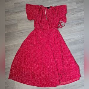 Lucy Paris Midi Red Polka Dot Wrap Dress Size Small